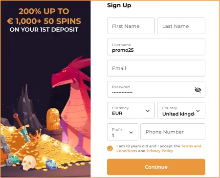 Lord of Spins Casino registration