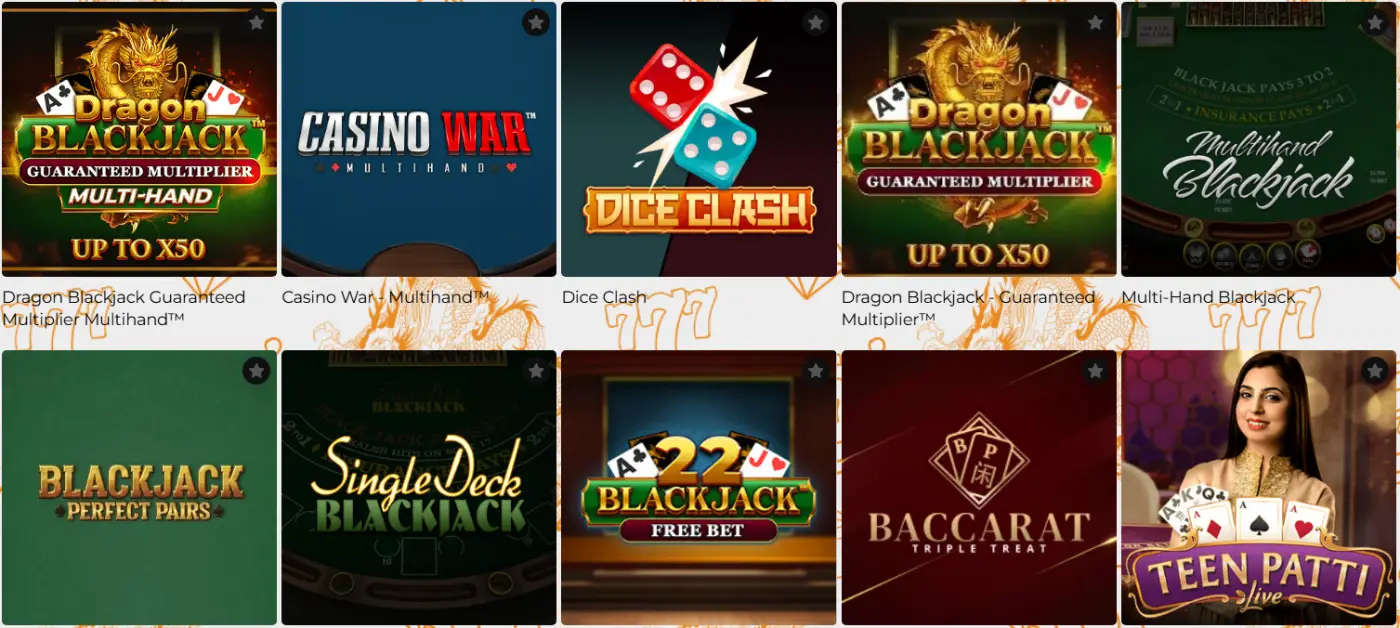Lord of Spins Casino Table Games